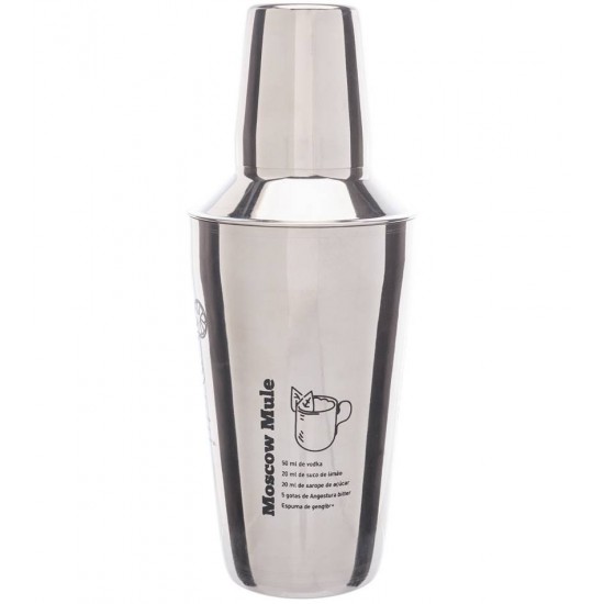 Coqueteleira 400ml com Receitas Aço Inox 